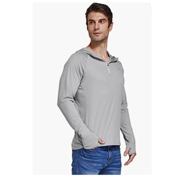 FitsT4 Men's UPF 50+ UV Sun Protection Performance Shirts Long Sleeve Grey XXL - Picture 3 of 7